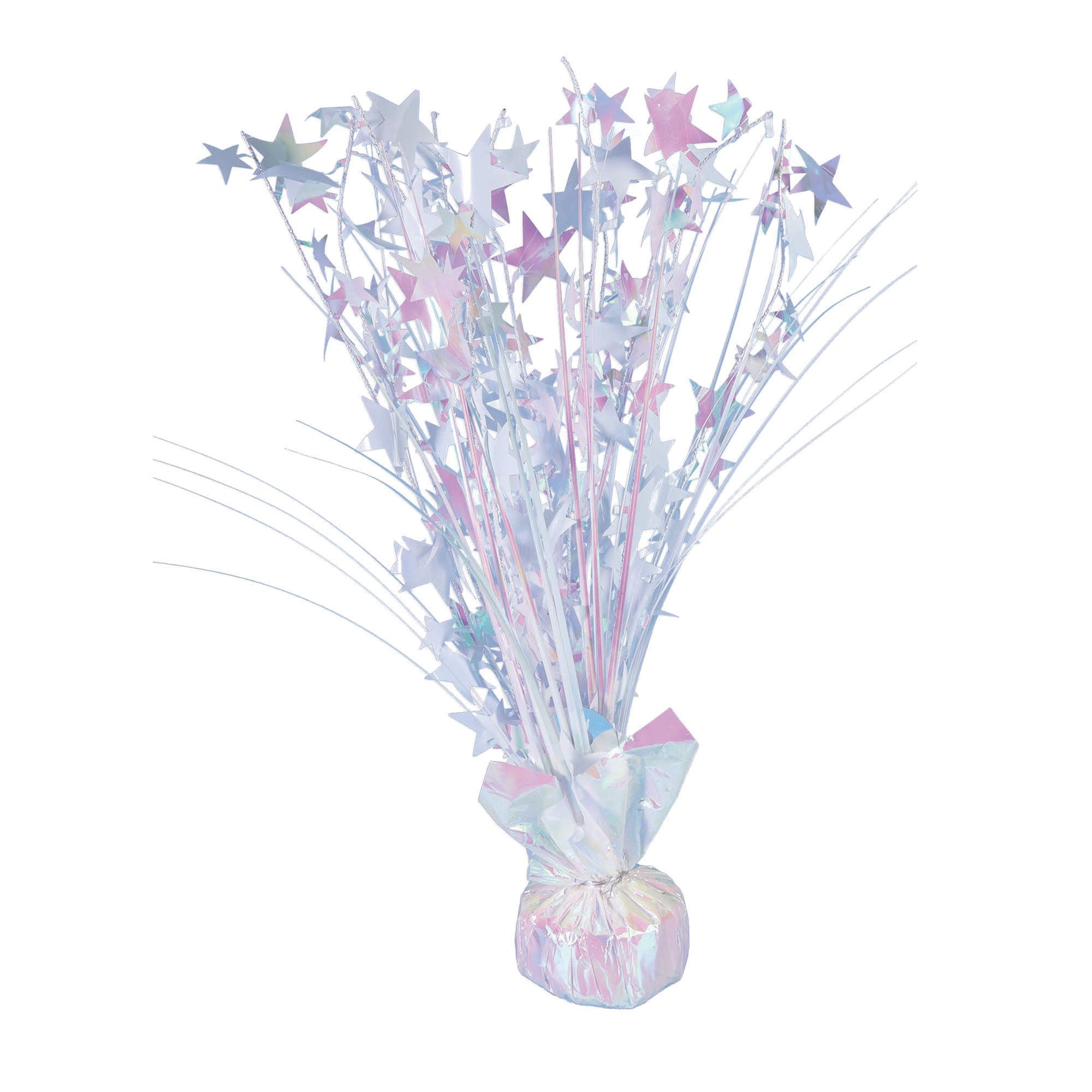 White Iridescent Star-shaped Balloon Weight for Birthday Celebrations